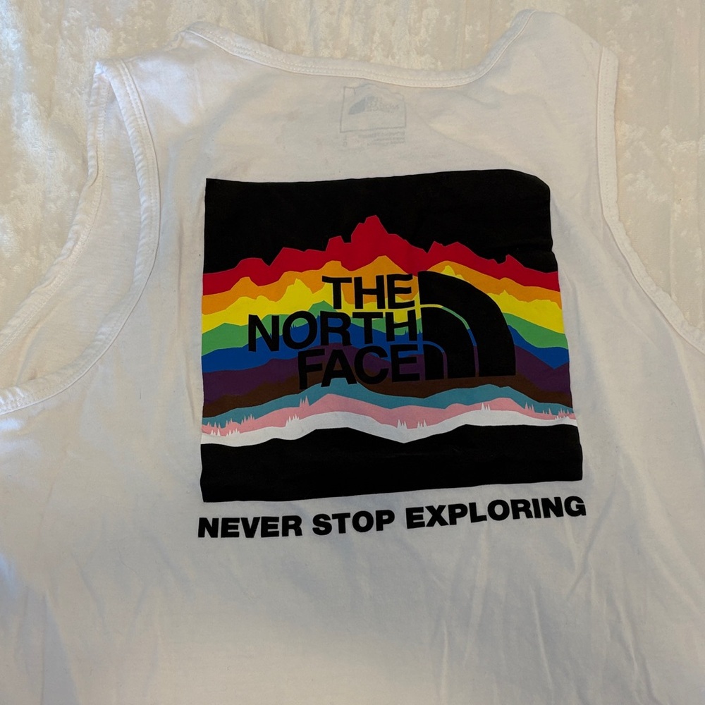 The North Face White Tank with Rainbow Design